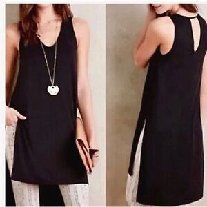 Anthropologie Akemi + Kin Longview V-Neck Tank Tunic Hi-Low Mini Jersey Dress XS